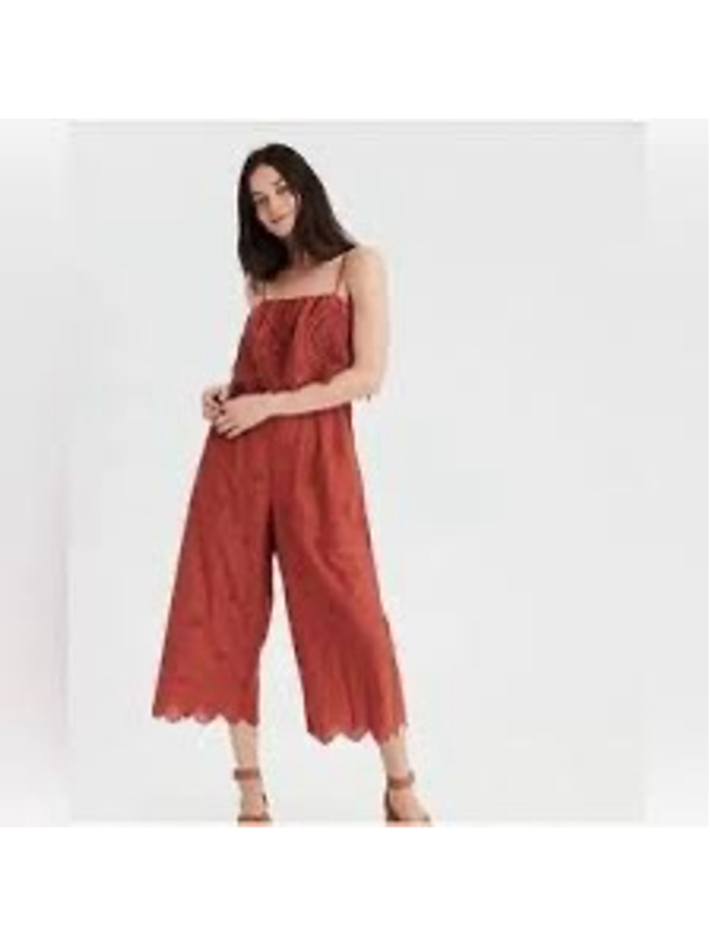 American Eagle Outfitters Rust Eyelet Jumpsuit Romper Womens Size M Bohemian